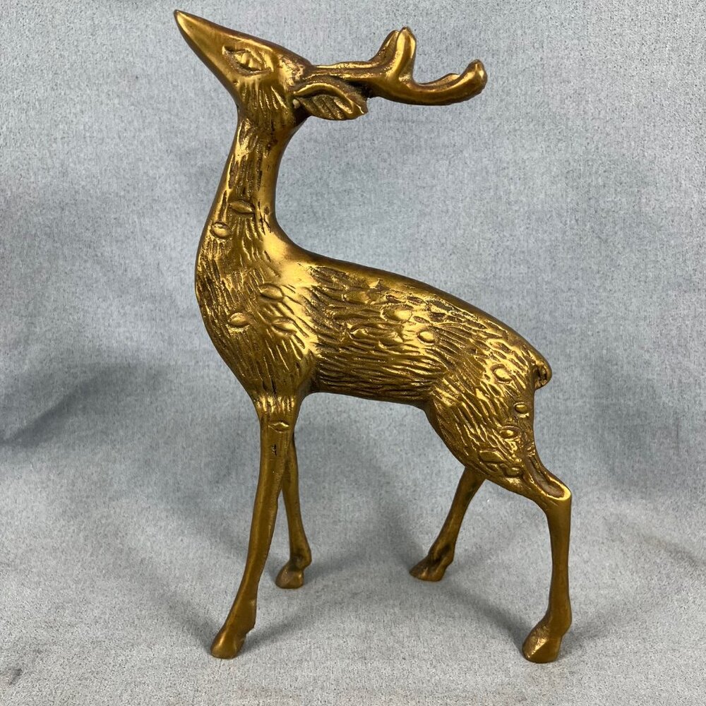 Vtg Solid Brass Deer 6"